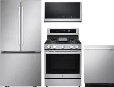 4 Piece Package Includes Refrigerator, Range, Microwave And Dishwasher