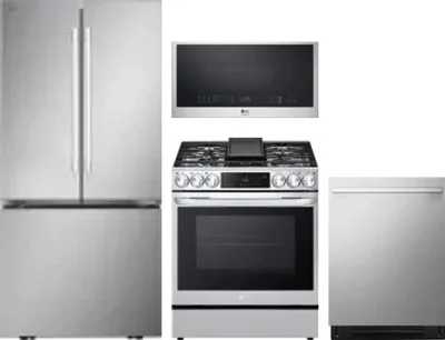 4 Piece Package Includes Refrigerator, Range, Microwave And Dishwasher