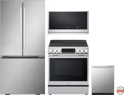4 Piece Package Includes Refrigerator, Range, Microwave And Dishwasher