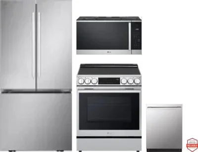 4 Piece Package Includes Refrigerator, Range, Microwave And Dishwasher