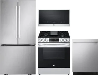 4 Piece Package Includes Refrigerator, Range, Microwave And Dishwasher