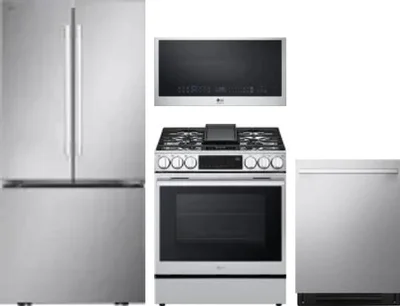 4 Piece Package Includes Refrigerator, Range, Microwave And Dishwasher