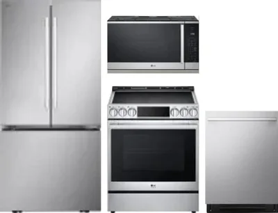 4 Piece Package Includes Refrigerator, Range, Microwave And Dishwasher