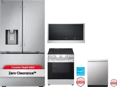4 Piece Package Includes Refrigerator, Range, Microwave And Dishwasher