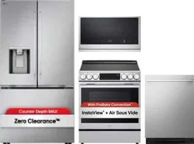 4 Piece Package Includes Refrigerator, Range, Microwave And Dishwasher