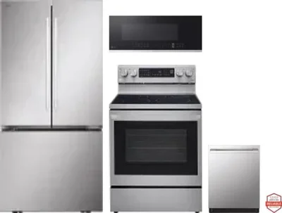 4 Piece Package Includes Refrigerator, Range, Microwave And Dishwasher