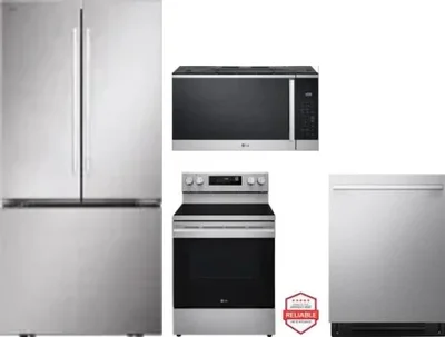 4 Piece Package Includes Refrigerator, Range, Microwave And Dishwasher
