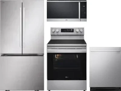 4 Piece Package Includes Refrigerator, Range, Microwave And Dishwasher