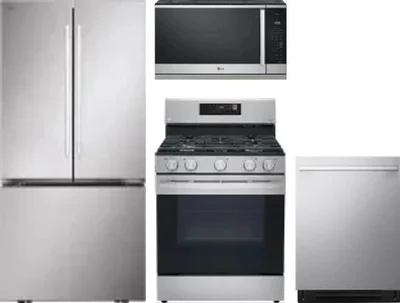 4 Piece Package Includes Refrigerator, Range, Microwave And Dishwasher