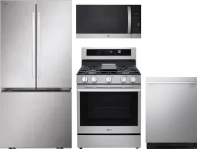 4 Piece Package Includes Refrigerator, Range, Microwave And Dishwasher