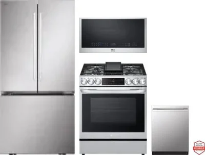4 Piece Package Includes Refrigerator, Range, Microwave And Dishwasher