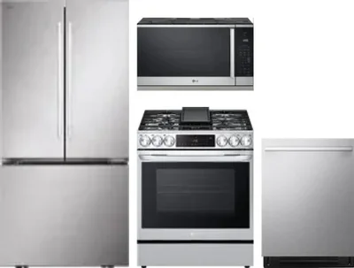 4 Piece Package Includes Refrigerator, Range, Microwave And Dishwasher