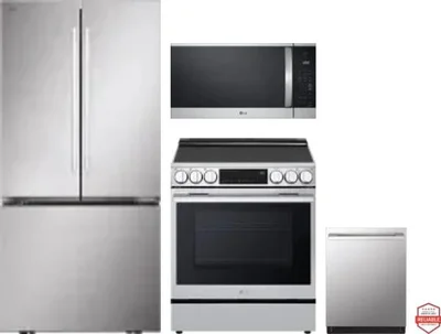 4 Piece Package Includes Refrigerator, Range, Microwave And Dishwasher