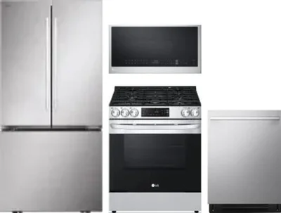 4 Piece Package Includes Refrigerator, Range, Microwave And Dishwasher