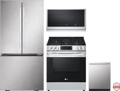 4 Piece Package Includes Refrigerator, Range, Microwave And Dishwasher