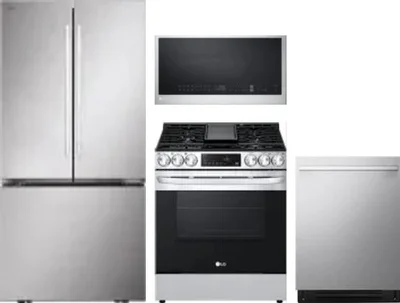 4 Piece Package Includes Refrigerator, Range, Microwave And Dishwasher