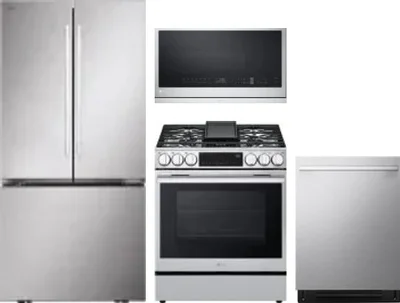 4 Piece Package Includes Refrigerator, Range, Microwave And Dishwasher