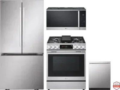 4 Piece Package Includes Refrigerator, Range, Microwave And Dishwasher