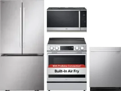 4 Piece Package Includes Refrigerator, Range, Microwave And Dishwasher