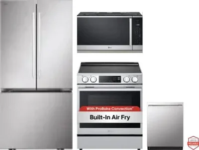 4 Piece Package Includes Refrigerator, Range, Microwave And Dishwasher