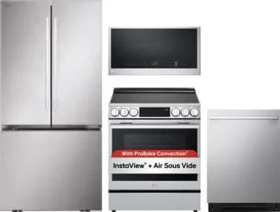 4 Piece Package Includes Refrigerator, Range, Microwave And Dishwasher