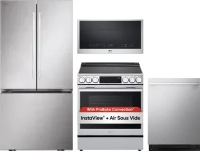 4 Piece Package Includes Refrigerator, Range, Microwave And Dishwasher