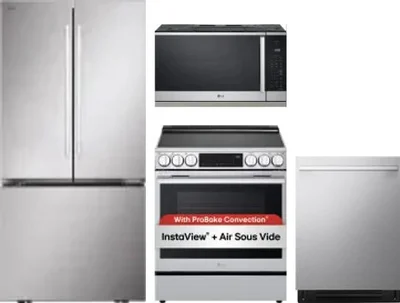 4 Piece Package Includes Refrigerator, Range, Microwave And Dishwasher