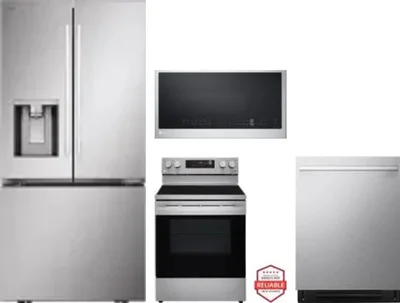 4 Piece Package Includes Refrigerator, Range, Microwave And Dishwasher