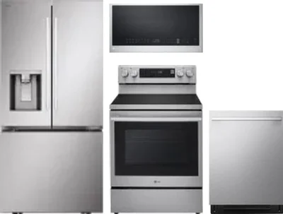4 Piece Package Includes Refrigerator, Range, Microwave And Dishwasher