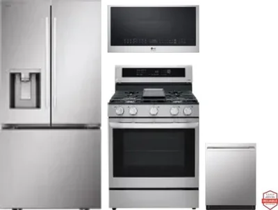 4 Piece Package Includes Refrigerator, Range, Microwave And Dishwasher