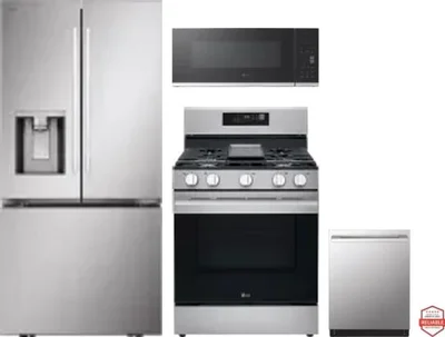 4 Piece Package Includes Refrigerator, Range, Microwave And Dishwasher