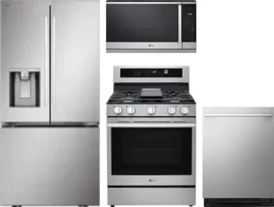 4 Piece Package Includes Refrigerator, Range, Microwave And Dishwasher