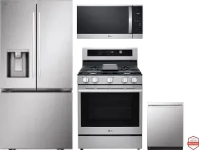 4 Piece Package Includes Refrigerator, Range, Microwave And Dishwasher