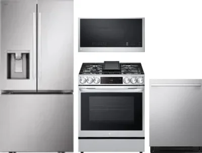4 Piece Package Includes Refrigerator, Range, Microwave And Dishwasher
