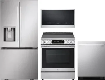 4 Piece Package Includes Refrigerator, Range, Microwave And Dishwasher