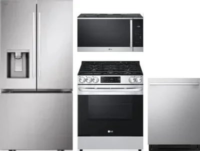 4 Piece Package Includes Refrigerator, Range, Microwave And Dishwasher