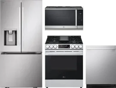 4 Piece Package Includes Refrigerator, Range, Microwave And Dishwasher