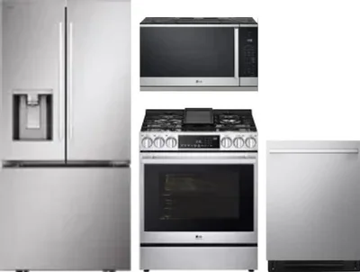4 Piece Package Includes Refrigerator, Range, Microwave And Dishwasher