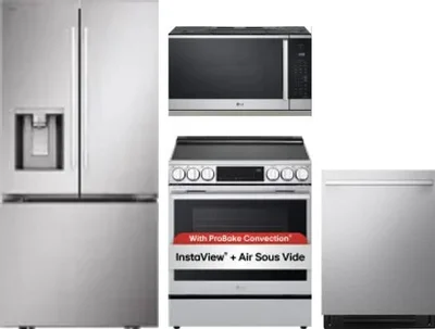 4 Piece Package Includes Refrigerator, Range, Microwave And Dishwasher