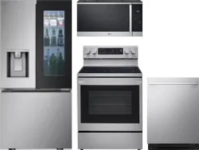 4 Piece Package Includes Refrigerator, Range, Microwave And Dishwasher