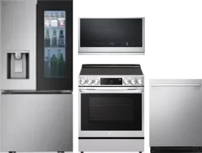 4 Piece Package Includes Refrigerator, Range, Microwave And Dishwasher