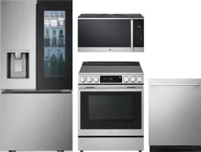 4 Piece Package Includes Refrigerator, Range, Microwave And Dishwasher