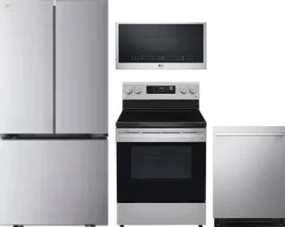 4 Piece Package Includes Refrigerator, Range, Microwave And Dishwasher