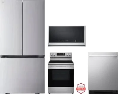 4 Piece Package Includes Refrigerator, Range, Microwave And Dishwasher