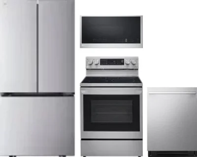 4 Piece Package Includes Refrigerator, Range, Microwave And Dishwasher
