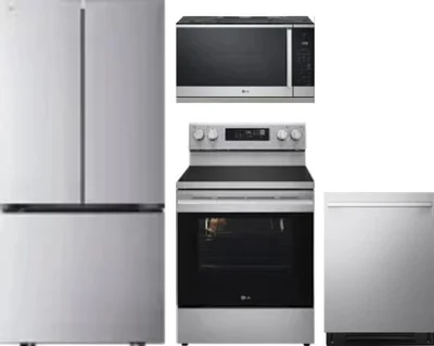 4 Piece Package Includes Refrigerator, Range, Microwave And Dishwasher