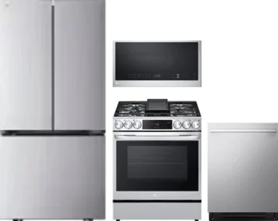 4 Piece Package Includes Refrigerator, Range, Microwave And Dishwasher