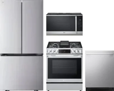 4 Piece Package Includes Refrigerator, Range, Microwave And Dishwasher