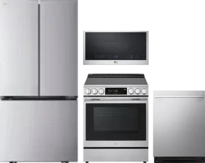 4 Piece Package Includes Refrigerator, Range, Microwave And Dishwasher
