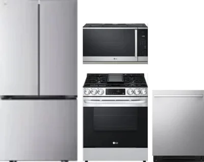 4 Piece Package Includes Refrigerator, Range, Microwave And Dishwasher
